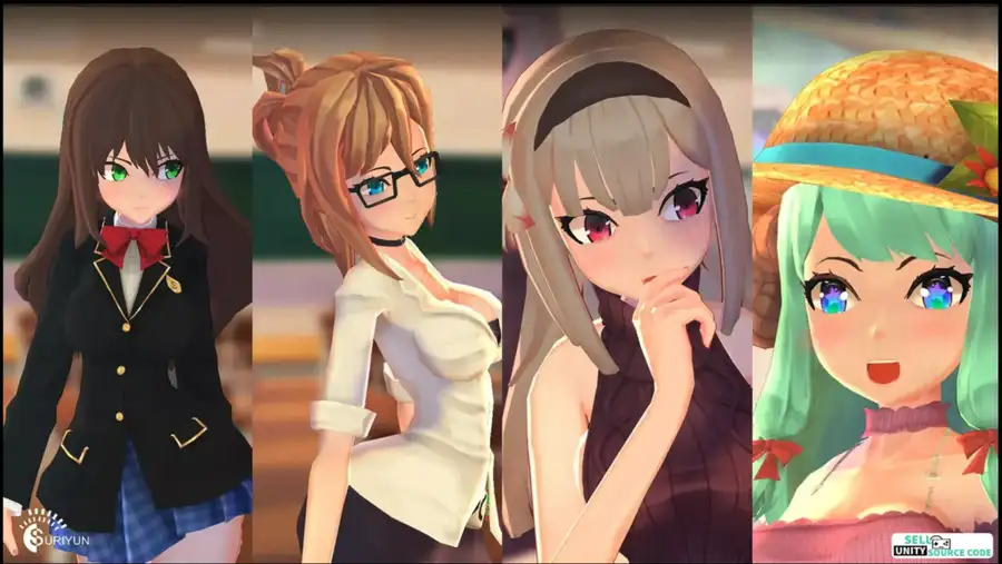 Anime Girls Pack – 3D Character Models Unity Assets – SellUnitySourceCode.com screenshot 3