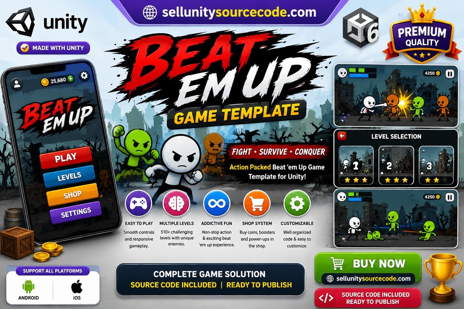 Beat Em Up - Unity Game Templete source code