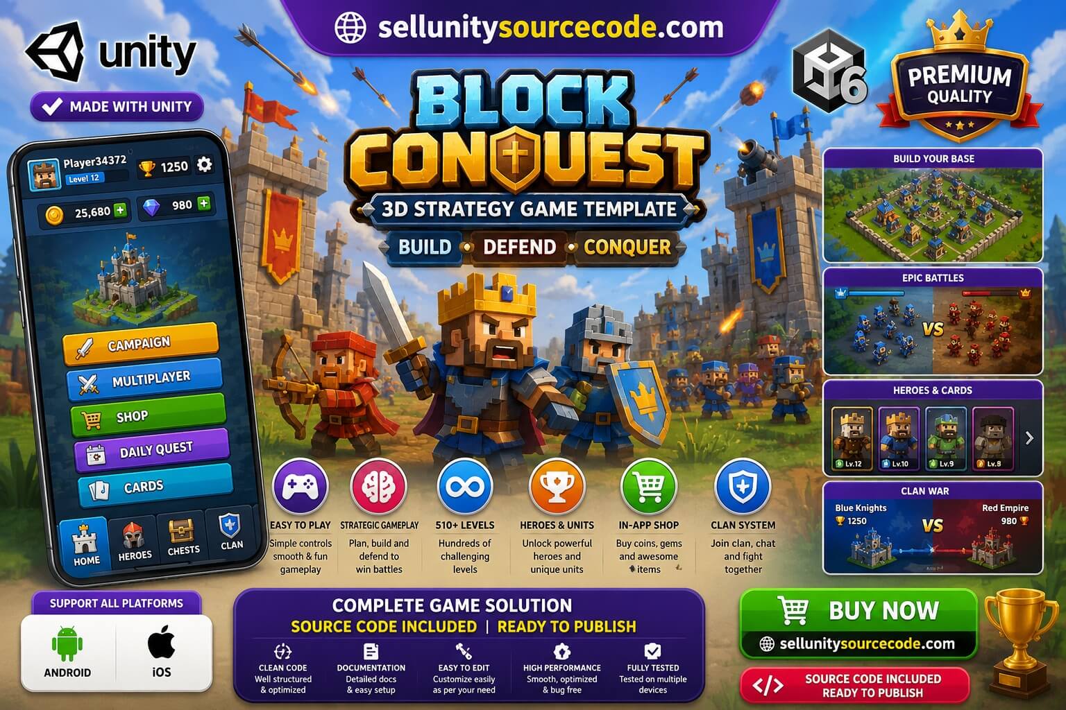 Block Conquest 3D Strategy Game Buy Unity Game Source Code source code