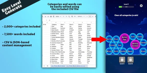 Bubble Word Sort – Unity Source Code screenshot 3