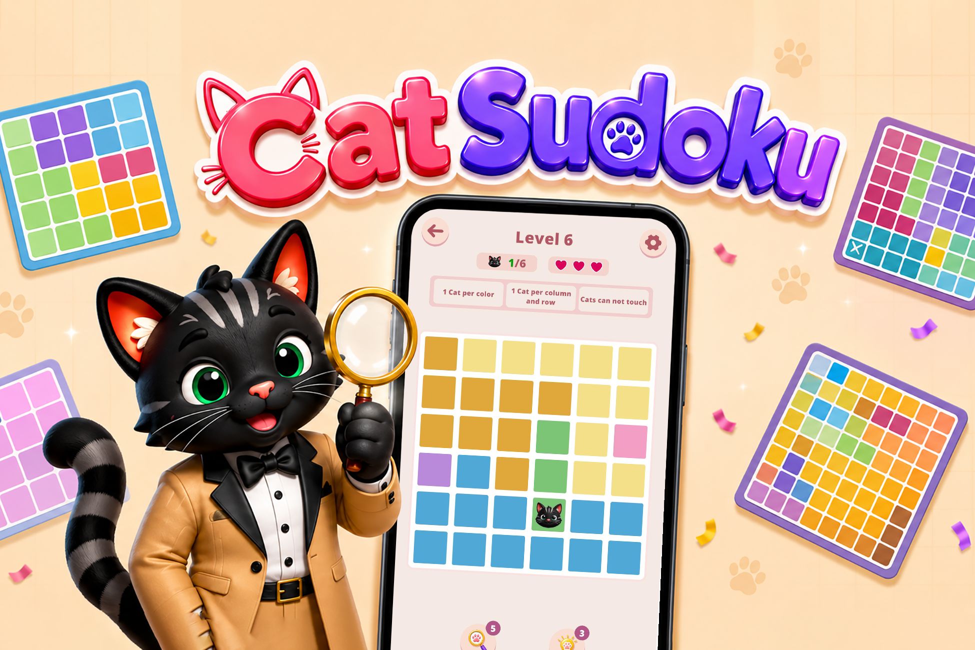 Cat Sudoku - Sudoku Puzzle Unity Template with 1500 Levels source code
