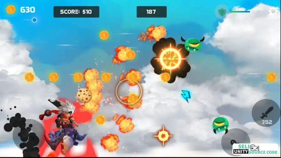 ☁️ Cloud Heroes – 2D Action Shooting Game | SellUnitySourceCode.com screenshot 5