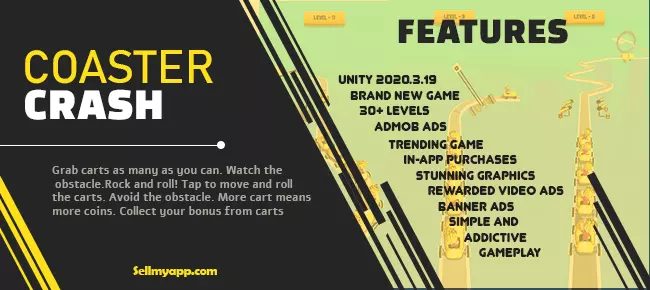 🎢 Coaster Crash – Hypercasual Adventure Game | SellUnitySourceCode.com screenshot 2
