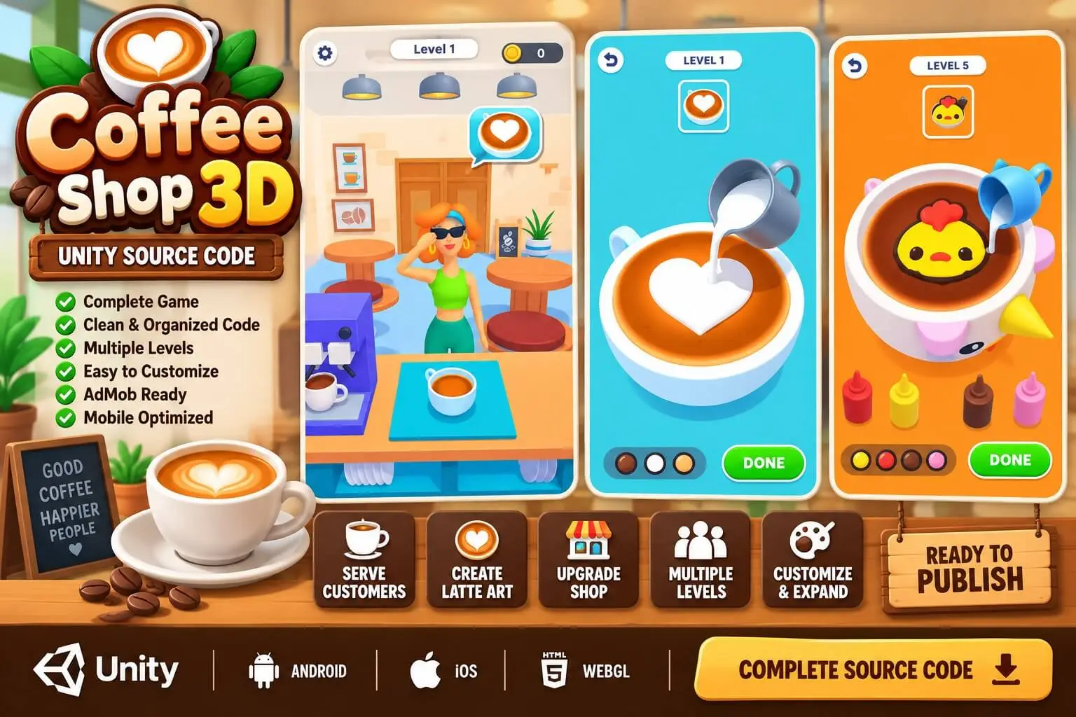 Coffee Shop 3D Unity Source Code screenshot 3
