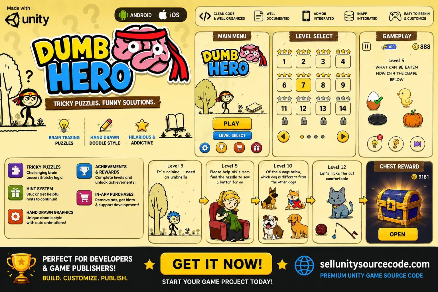Dumb Hero – Unity - Admob - InApp - Puzzle Game
