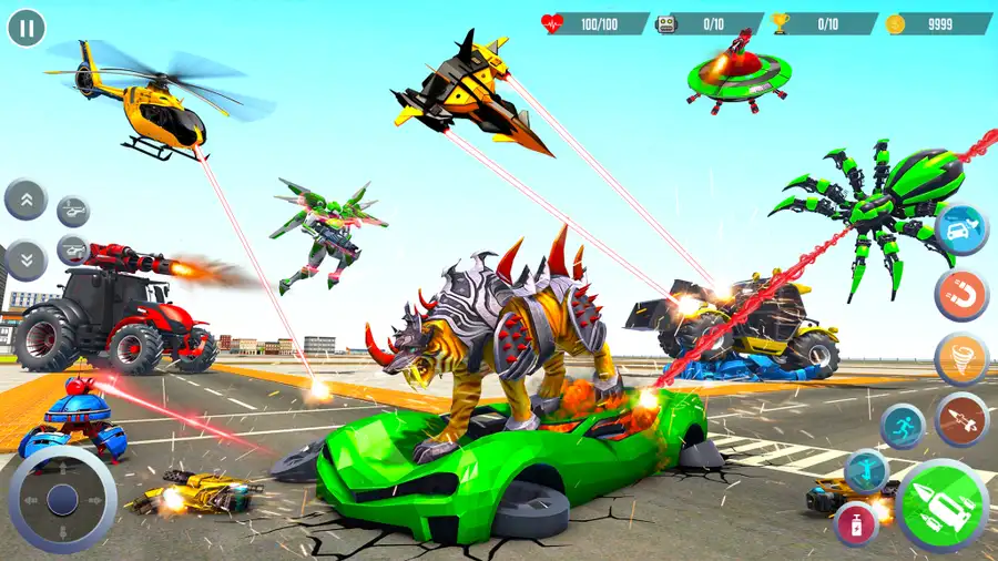 Flying Tiger Robot Car Game 3D SellUnitySourceCode  screenshot 4