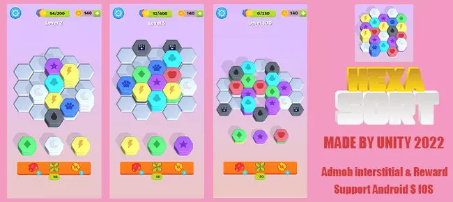 Hexa Sort Puzzle SellUnitySourceCode  screenshot 2