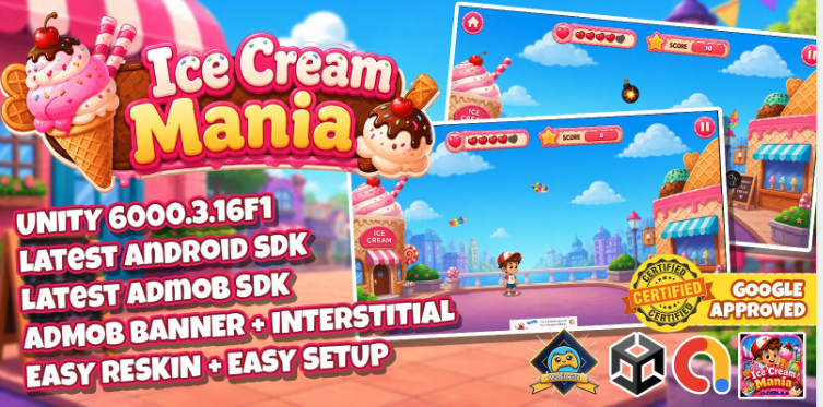Ice Cream Mania - Unity Admob - Easy Reskin