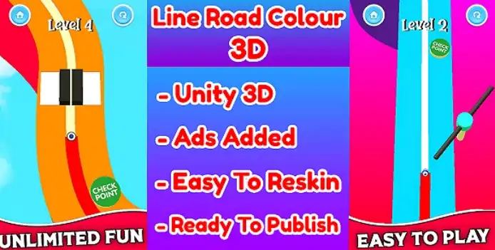 Line Road Colour 3D SellUnitySourceCode screenshot 2
