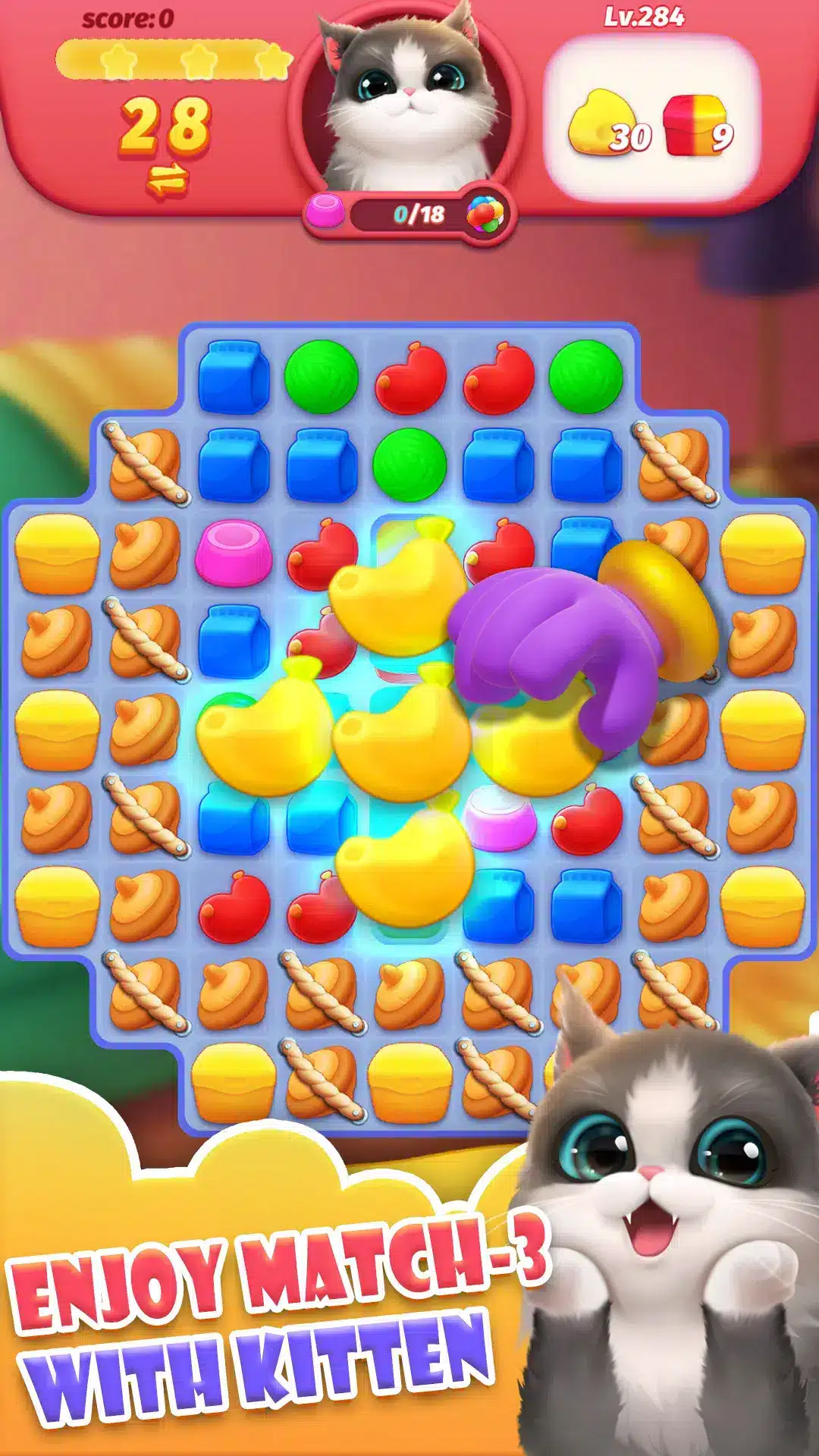 Meow Pop Blast - Match 3 Puzzle and Cat sellunitysourcecode screenshot 2