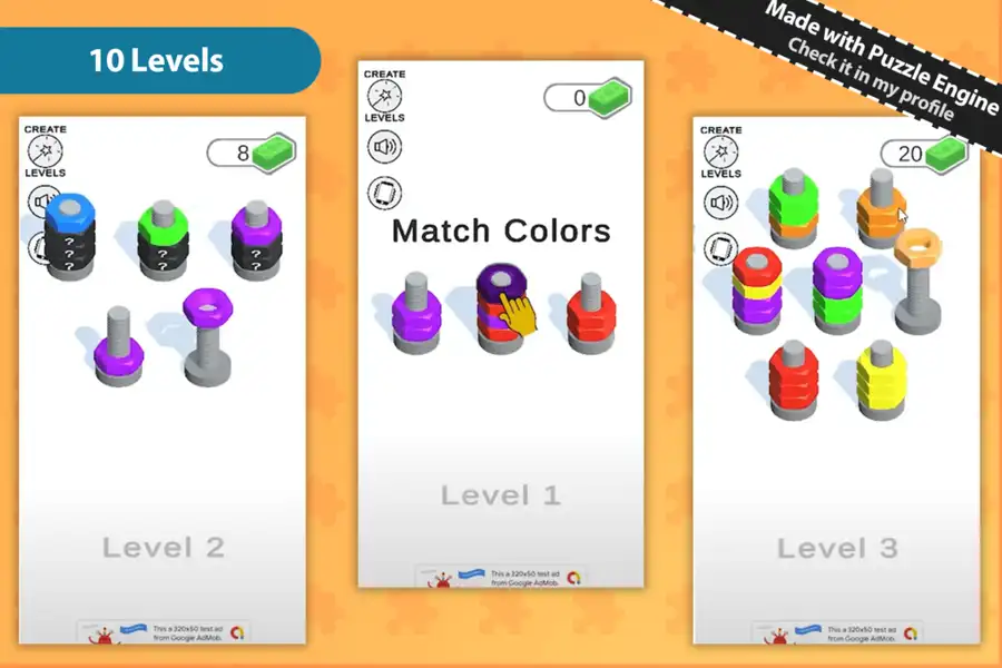 Nuts Sort – HyperCasual Puzzle Game – SellUnitySourceCode screenshot 2