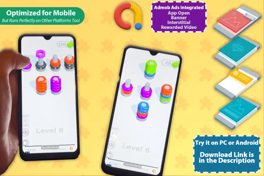 Nuts Sort – HyperCasual Puzzle Game – SellUnitySourceCode screenshot 5
