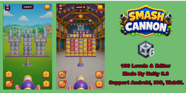Smash Cannon Unity Project – 100 Levels &amp;amp; Level Editor screenshot 2