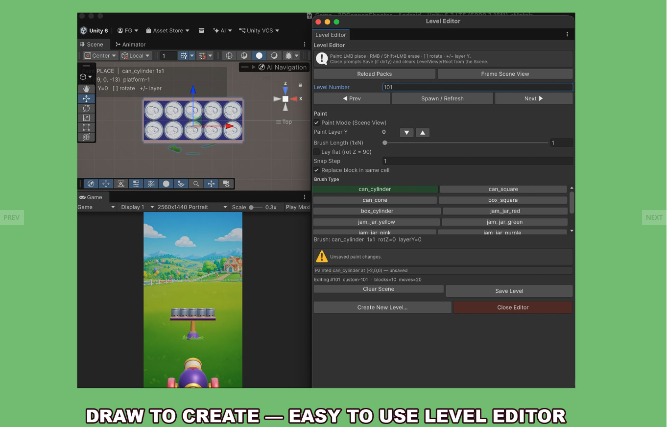 Smash Cannon Unity Project – 100 Levels &amp;amp; Level Editor screenshot 3