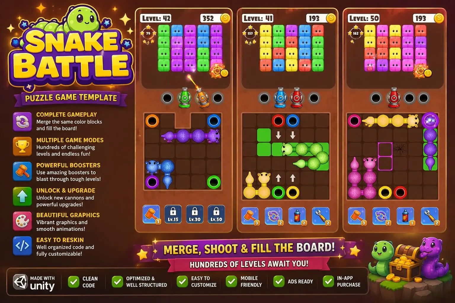 Snake Battle Puzzle – Complete Mobile Game Template screenshot 5
