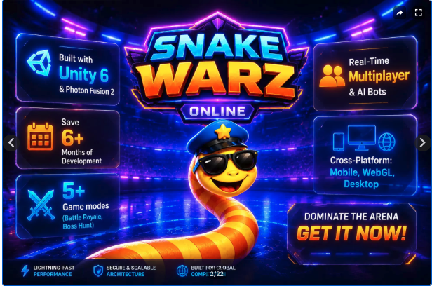 Snake Warz Ultimate Online Multiplayer Framework (Photon Fusion 2 source code