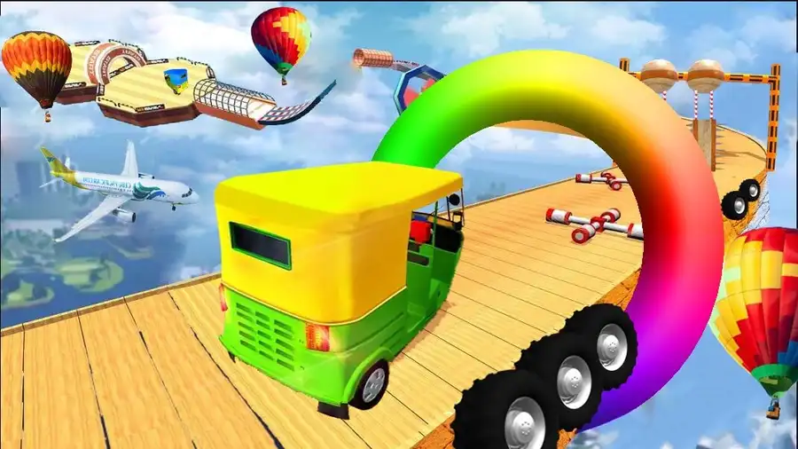 Tuk Tuk Auto Rickshaw Mega Ramp Stunt Impossible T SellUnitySourceCode screenshot 5