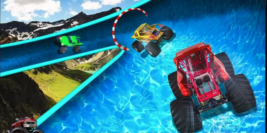 Water Slide Monster Truck Race - new free game 3d SellUnitySourceCode screenshot 5