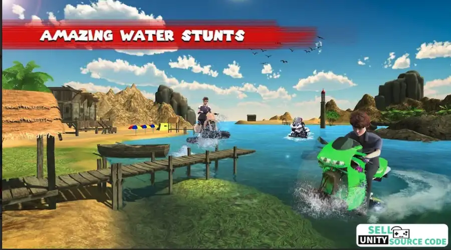 Water Surfer Bike Stunt Rider SellUnitySourceCode screenshot 2